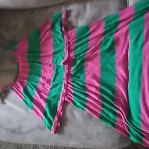 Pink and green summer dress